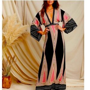 cotton dress long Buy Juniper Blue Geometric Maxi Sabrina’s golden look at Boho Sort Up made for you Material:Feather
